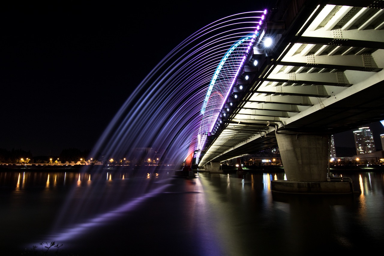 night view, river, daejeon expo bridge