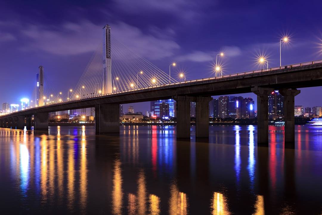 changsha, night view, bridge
