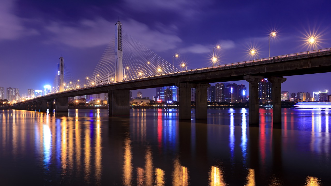 changsha, night view, bridge