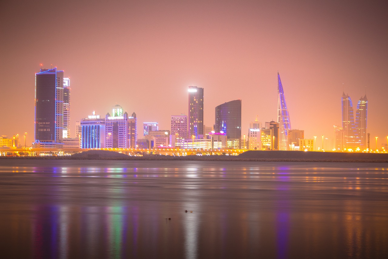 city, night, bahrain
