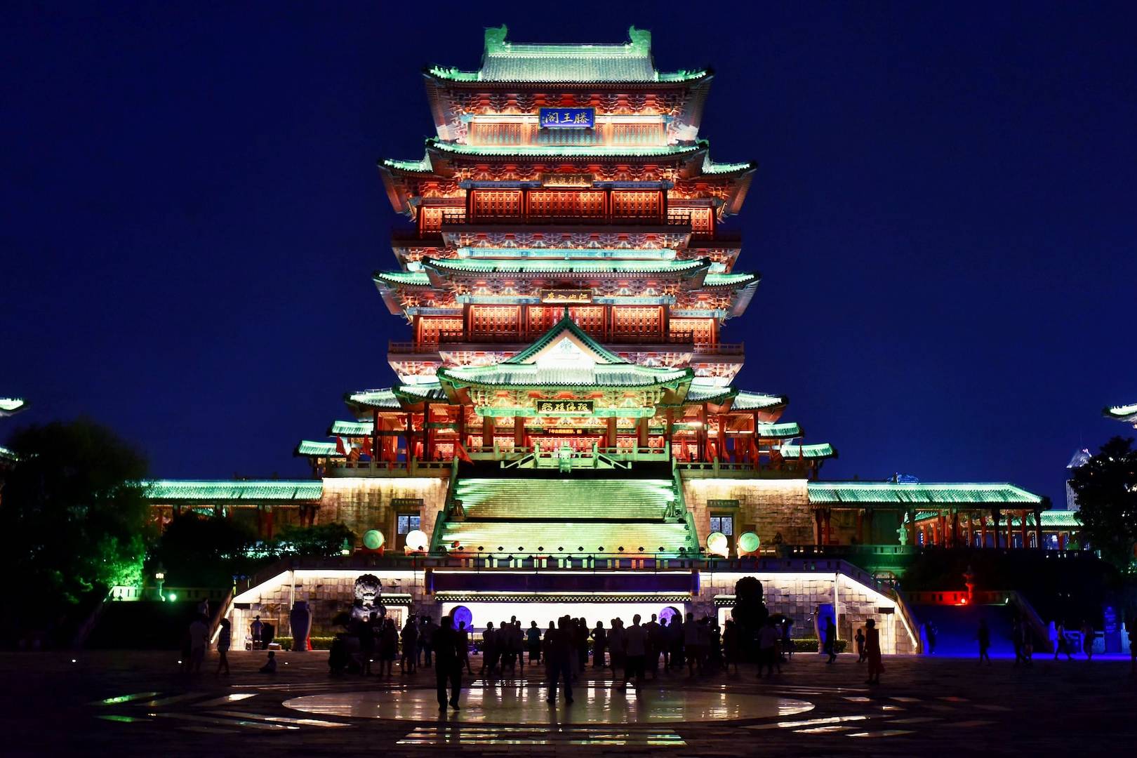 Japanese temple at night