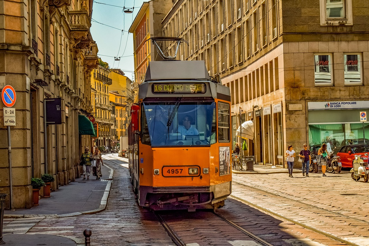 tram, street, city