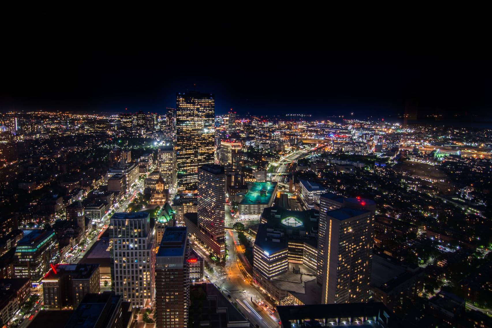 high angle photography of a Flatiron Building in nighttime