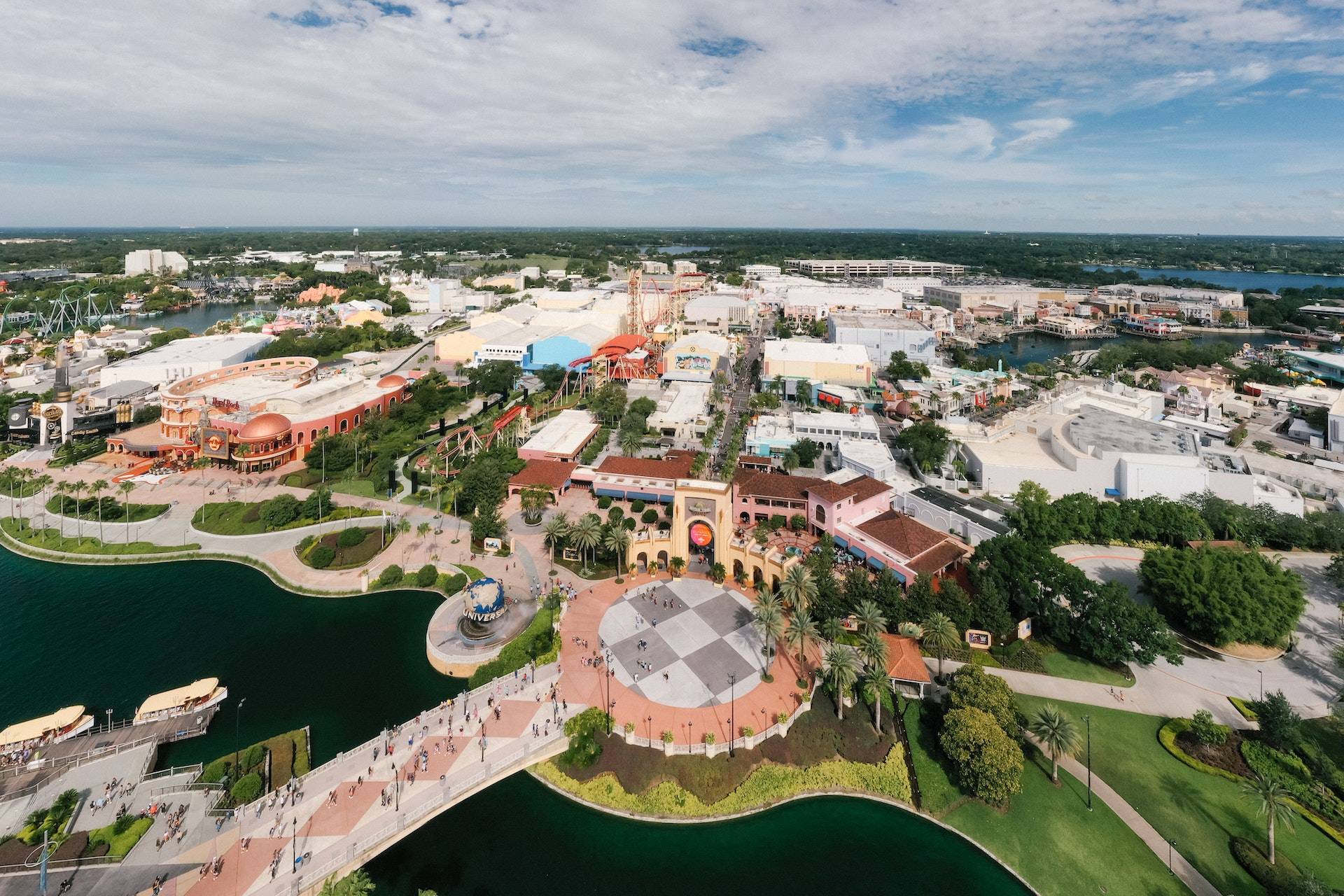 Aerial View Buildings in Universal Orlando Resort Florida