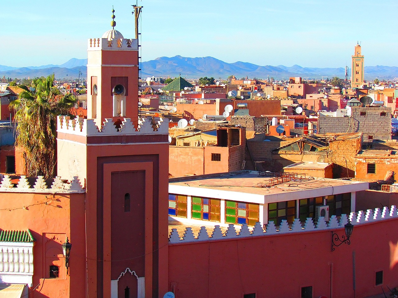 marrakech, minaret, mosque