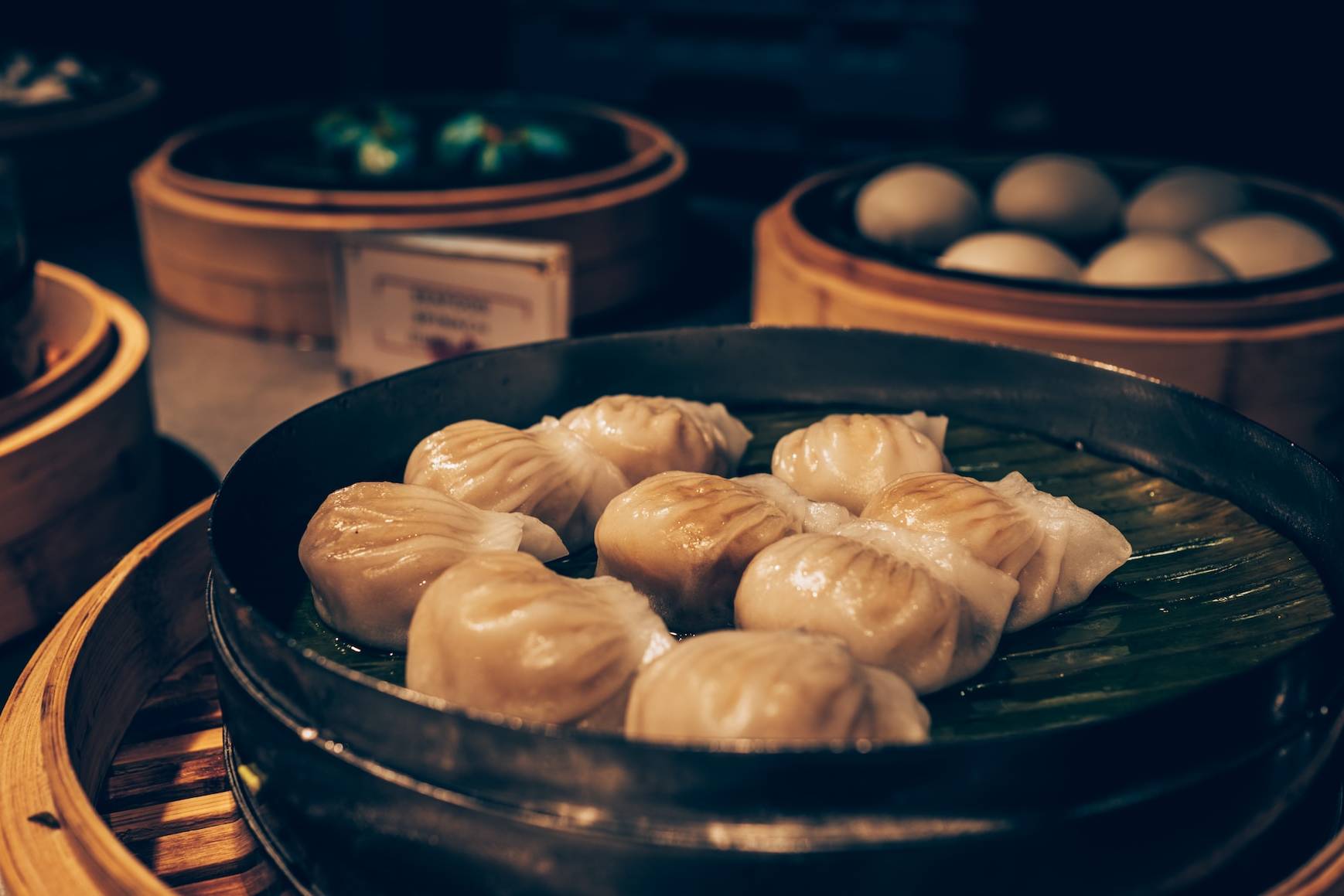 dumplings on steamer