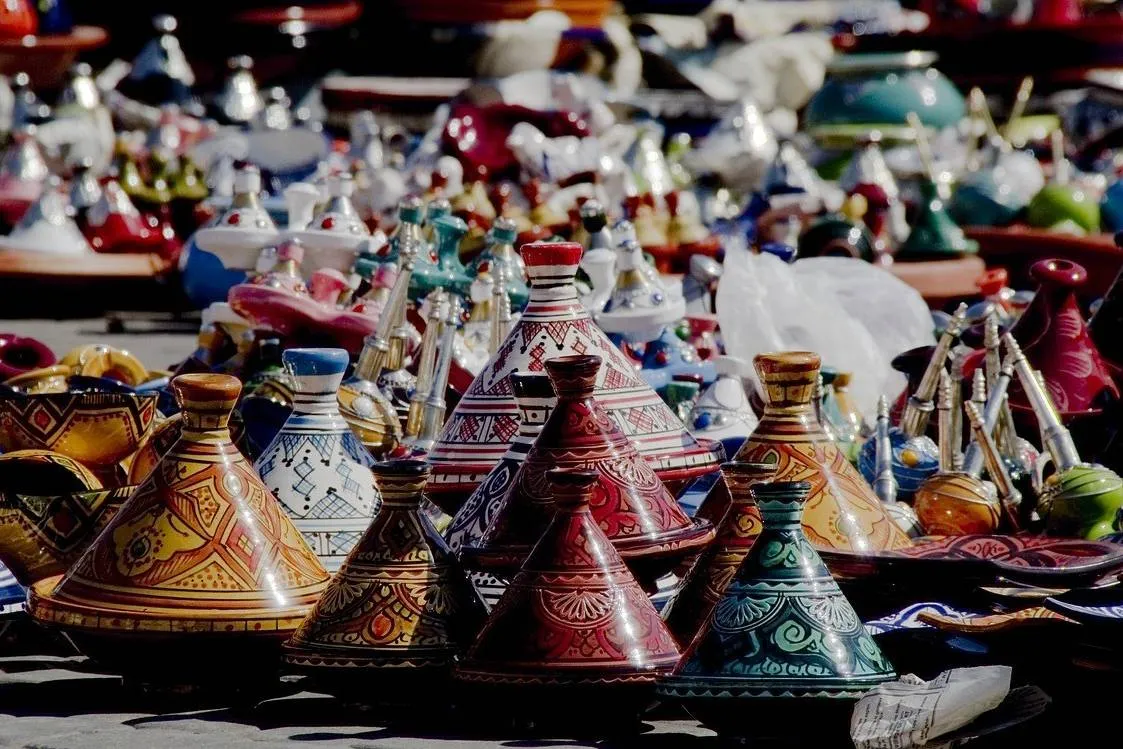 tajine, multicoloured, pottery