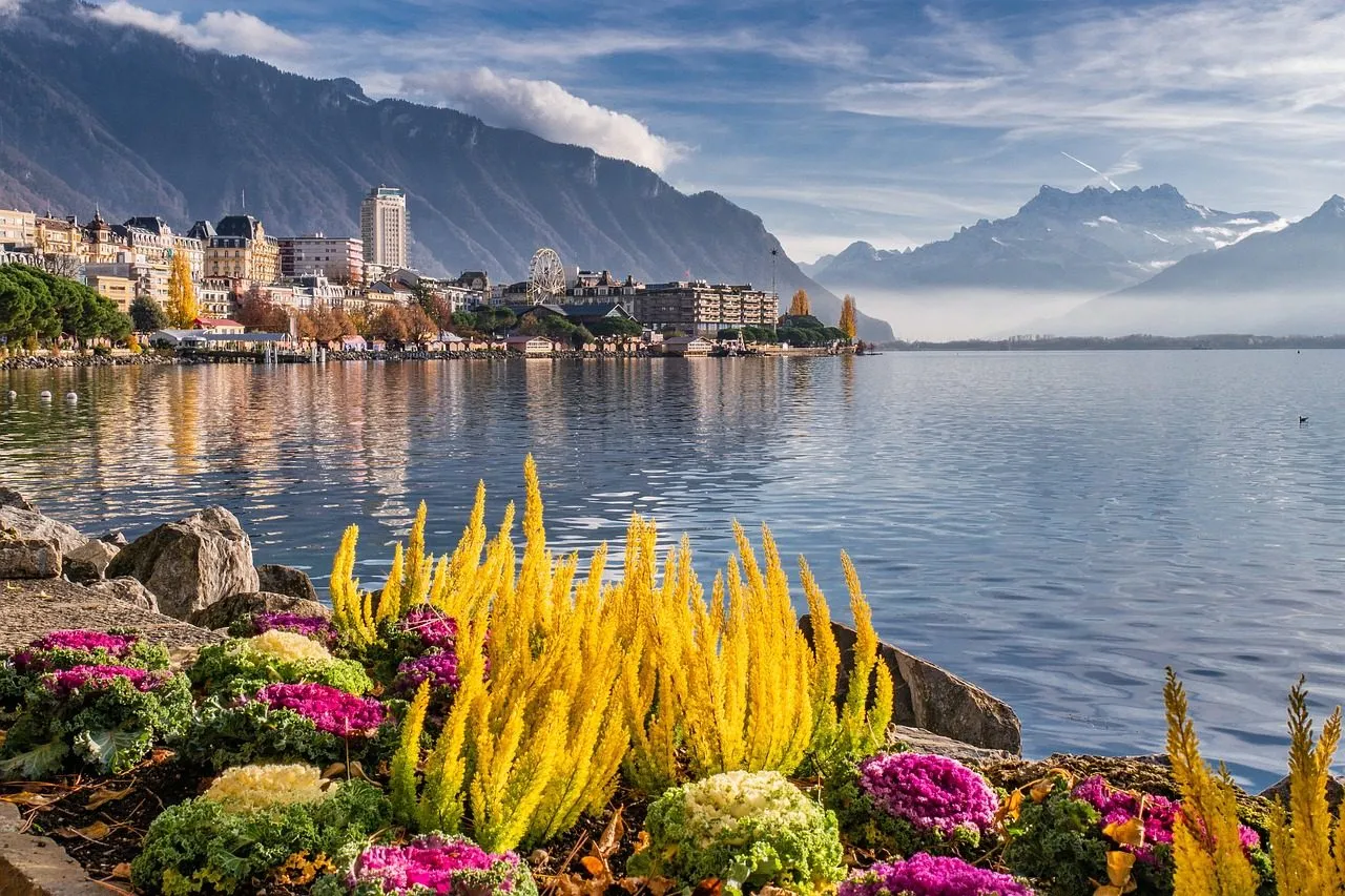 lake, mountains, landscape