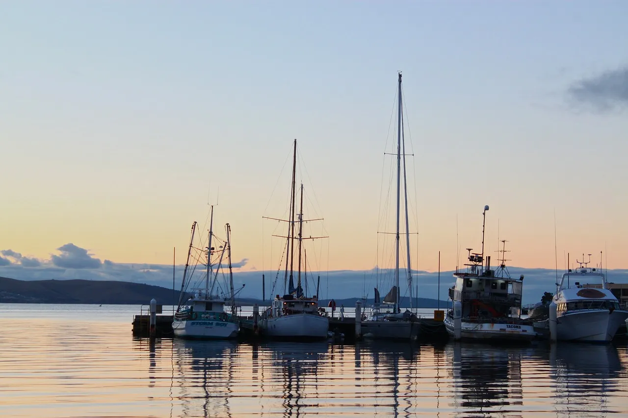 hobart, harbor, sunrise