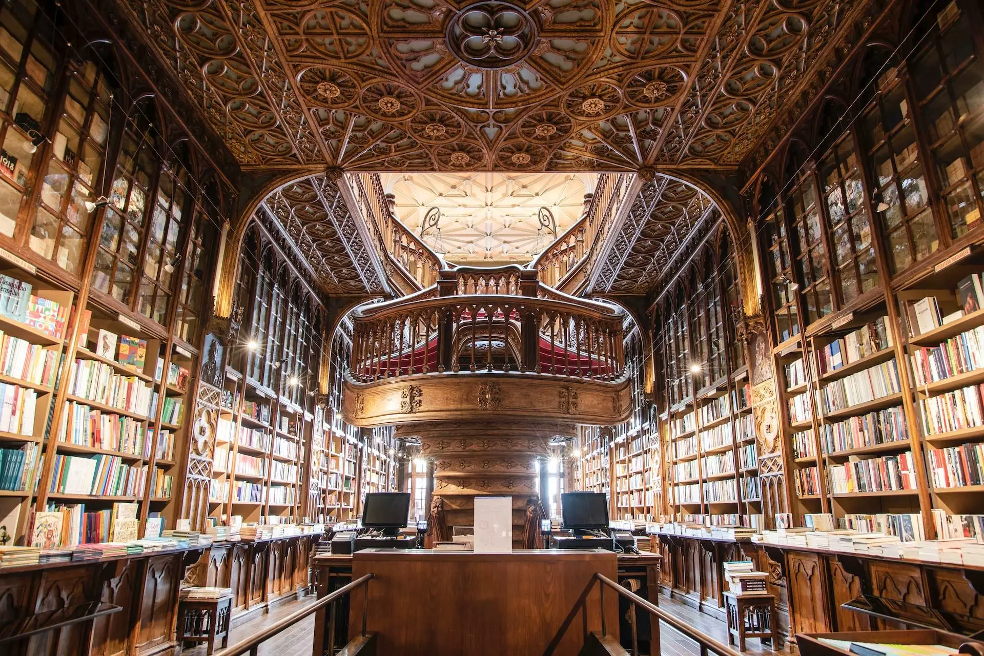 brown concrete library interior