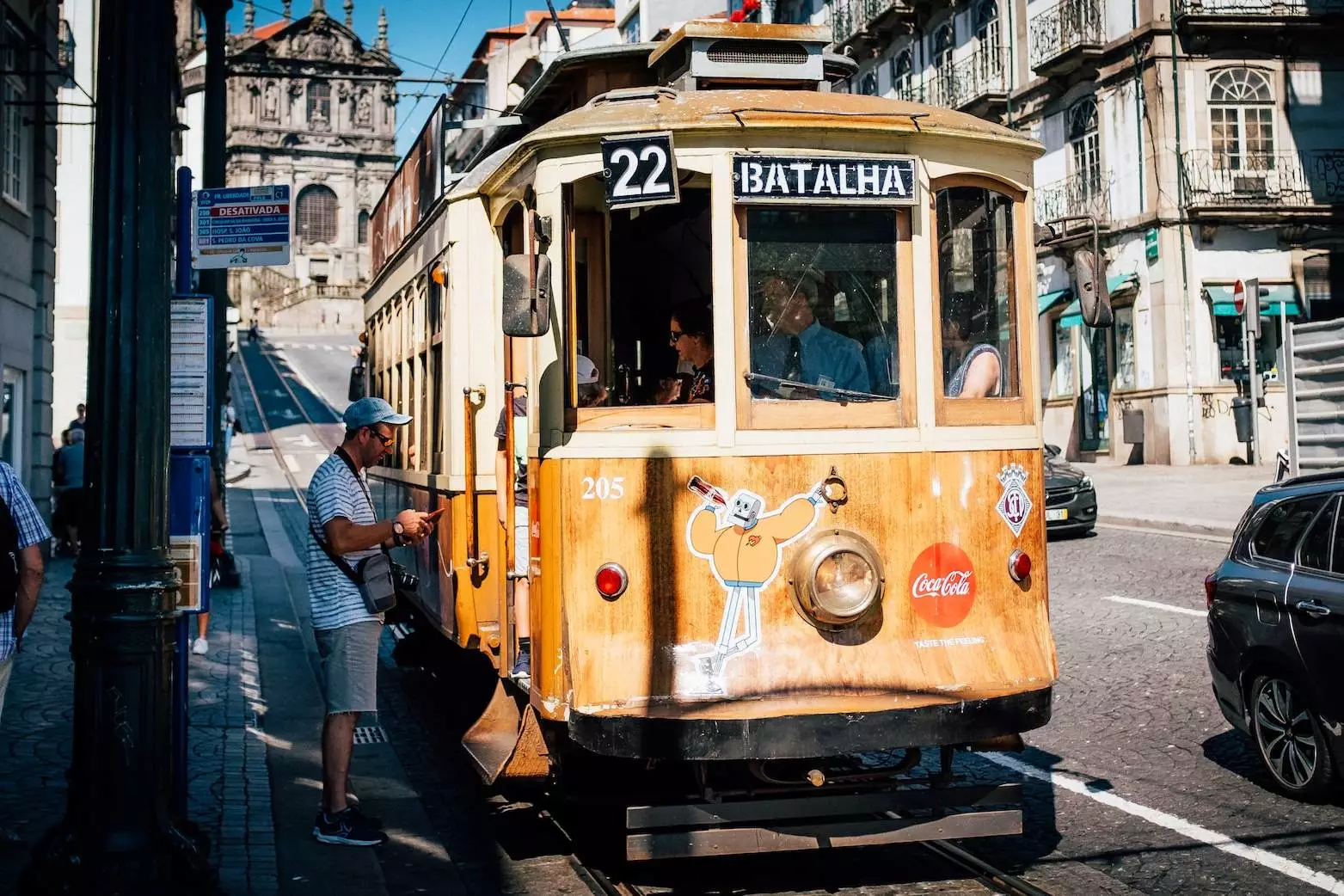man riding a tram